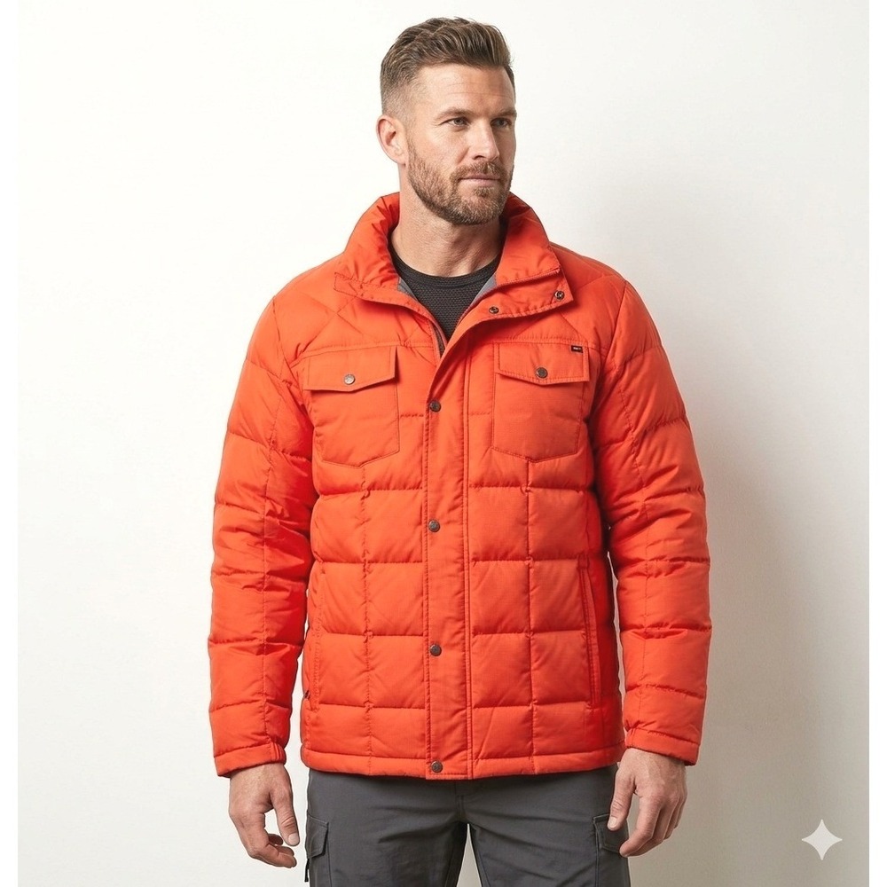 Quiksilver Ghost Tree Orange Down Puffer Jacket LARGE